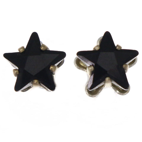 Mi Amore Star Stud-Earrings Black/Silver-Tone