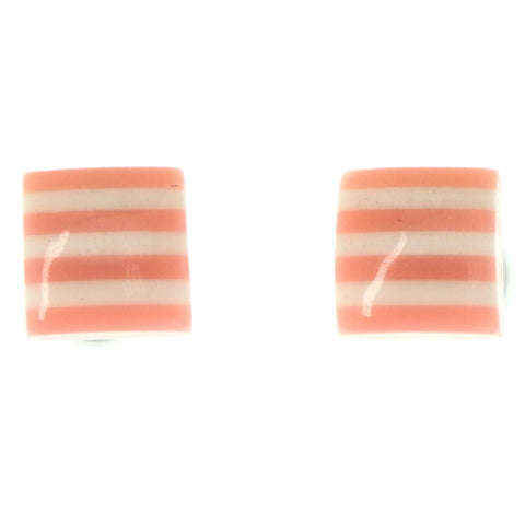 Mi Amore Striped Stud-Earrings Pink/White