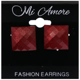Mi Amore Faceted Stud-Earrings Red