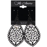 Mi Amore Flower Dangle-Earrings Black/Silver-Tone