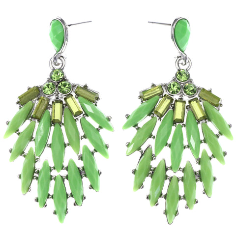 Mi Amore Drop-Dangle-Earrings Green/Silver-Tone