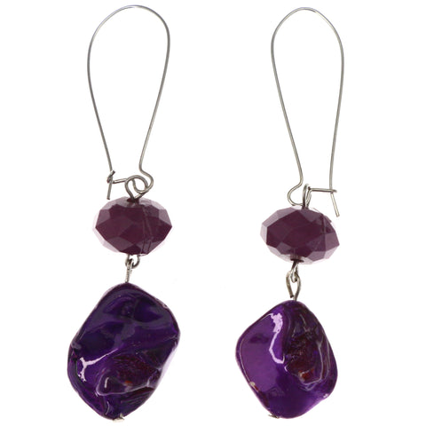 Mi Amore Dangle-Earrings Purple/Silver-Tone