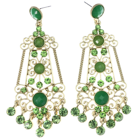 Mi Amore Filigree Drop-Dangle-Earrings Green/Gold-Tone