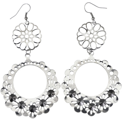 Mi Amore Flower Dangle-Earrings Silver-Tone