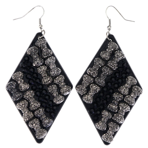 Mi Amore Bow Dangle-Earrings Black/Silver-Tone