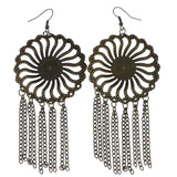 Mi Amore Antiqued Flower Dangle-Earrings Gold-Tone