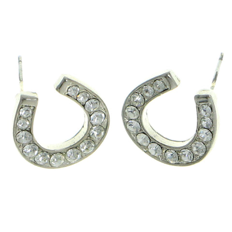 Mi Amore Horse Shoe Stud-Earrings Silver-Tone