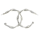 Mi Amore Twisted Hoop-Earrings Silver-Tone/Gray