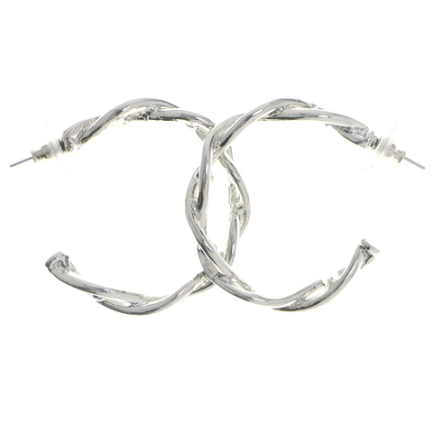 Mi Amore Twisted Hoop-Earrings Silver-Tone/Gray