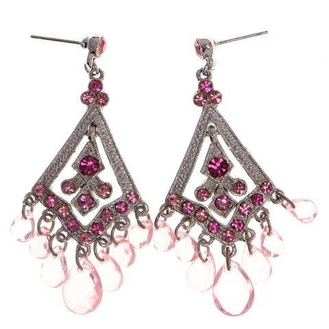 Mi Amore Dangle-Earrings Silver-Tone/Pink