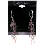 Mi Amore Dangle-Earrings Silver-Tone/Pink