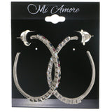 Mi Amore Long Hoop-Earrings Silver-Tone/Multicolor