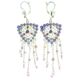 Mi Amore Heart Drop-Dangle-Earrings Silver-Tone/Purple