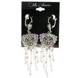 Mi Amore Heart Drop-Dangle-Earrings Silver-Tone/Purple