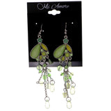 Mi Amore Flower Drop-Dangle-Earrings Silver-Tone/Green