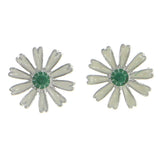Mi Amore Flower Stud-Earrings Silver-Tone/Green