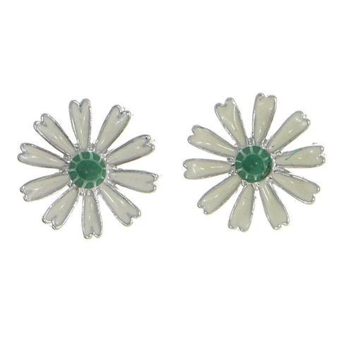 Mi Amore Flower Stud-Earrings Silver-Tone/Green
