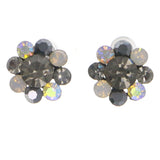Mi Amore AB Finish Flower Stud-Earrings Gray