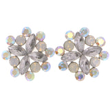 Mi Amore AB Finish Stud-Earrings Silver-Tone