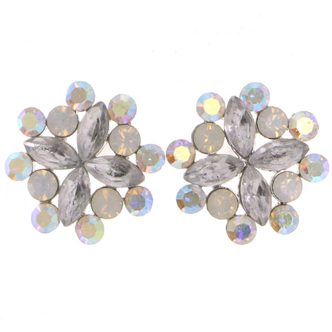 Mi Amore AB Finish Stud-Earrings Silver-Tone