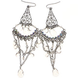 Mi Amore AB Finish Drop-Dangle-Earrings Silver-Tone