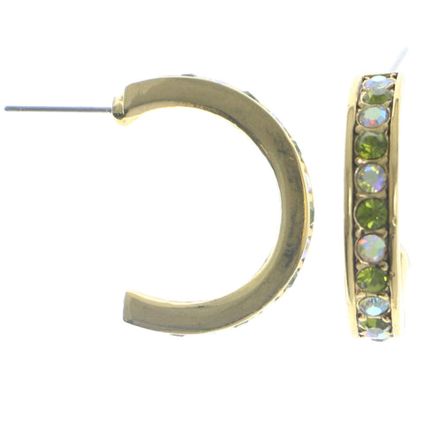 Mi Amore AB Finish Hoop-Earrings Gold-Tone/Green