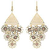 Mi Amore Flower Dangle-Earrings Gold-Tone