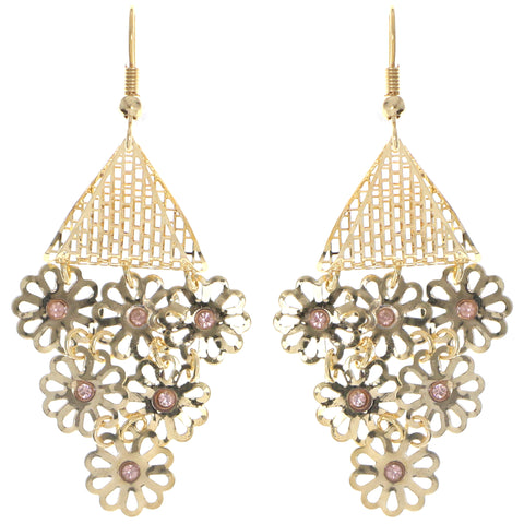 Mi Amore Flower Dangle-Earrings Gold-Tone