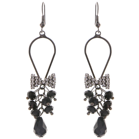 Mi Amore Bow Dangle-Earrings Gray/Black