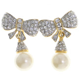 Mi Amore Bow Dangle-Earrings Gold-Tone/White