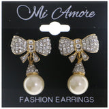 Mi Amore Bow Dangle-Earrings Gold-Tone/White