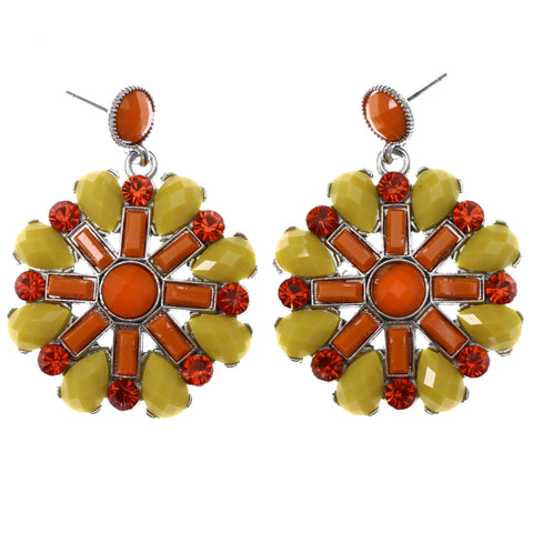 Mi Amore Flower Drop-Dangle-Earrings Yellow/Orange