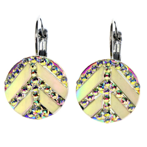 Mi Amore AB Finish Dangle-Earrings White/Silver-Tone