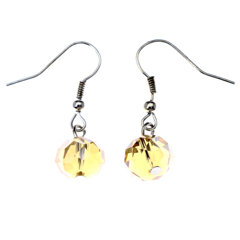 Mi Amore AB Finish Faceted Dangle-Earrings Brown & Silver-Tone