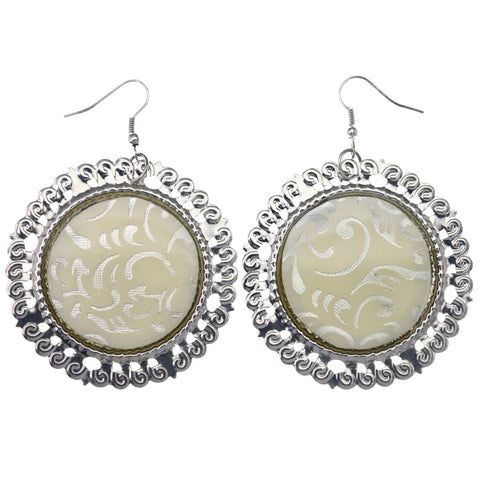 Mi Amore Flower Dangle-Earrings Silver-Tone/White