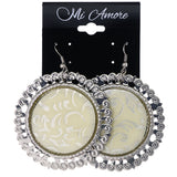 Mi Amore Flower Dangle-Earrings Silver-Tone/White