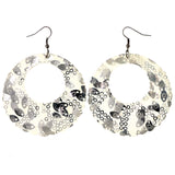 Mi Amore Sequin Flower Dangle-Earrings Silver-Tone & White
