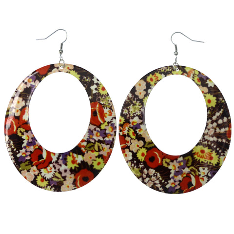 Mi Amore Flower Dangle-Earrings Brown/Multicolor