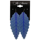 Mi Amore Leaf Dangle-Earrings Blue