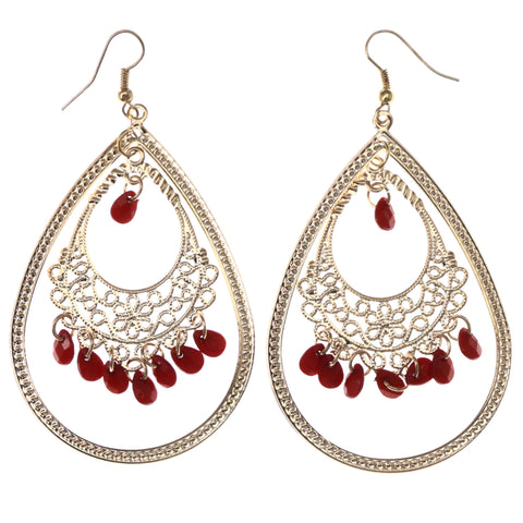 Mi Amore Dangle-Earrings Gold-Tone/Red
