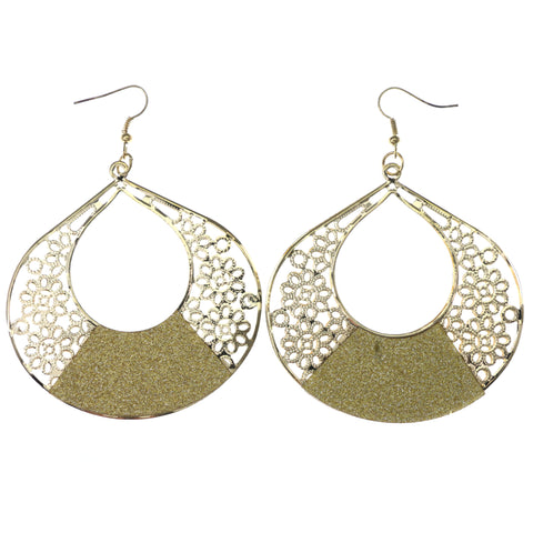 Mi Amore Glitter Sparkle Dangle-Earrings Gold-Tone