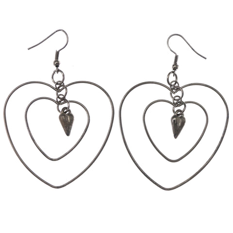 Mi Amore Heart Dangle-Earrings Silver-Tone