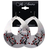 Mi Amore Flower Dangle-Earrings Silver-Tone/Red