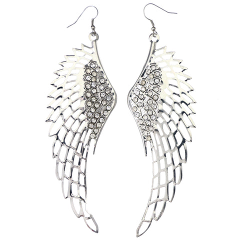 Mi Amore Angel Wings Dangle-Earrings Silver-Tone