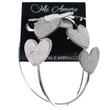 Mi Amore Glitter Sparkle Heart Hoop-Earrings Silver-Tone