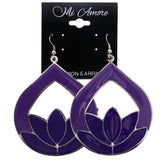 Mi Amore Flower Dangle-Earrings Purple/Silver-Tone
