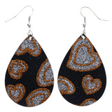 Mi Amore Glitter Heart Dangle-Earrings Black & Orange