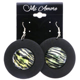 Mi Amore Faceted Zebra Stripe Dangle-Earrings Black & Green