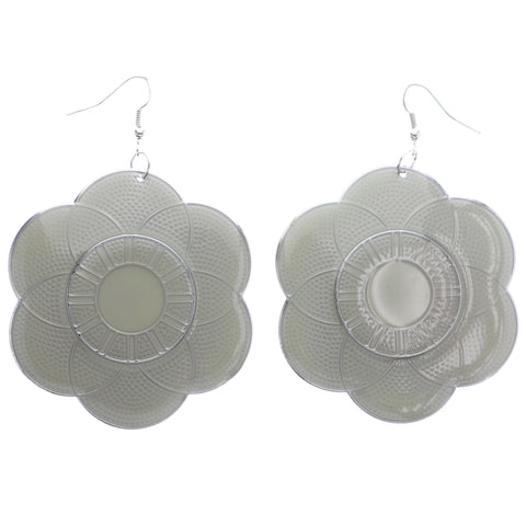 Mi Amore Flower Dangle-Earrings Gray/Silver-Tone