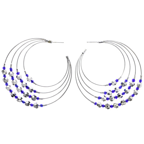 Mi Amore Dangle-Earrings Silver-Tone/Blue